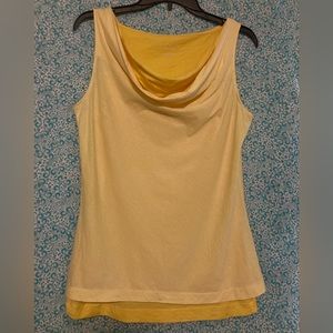 💙 Talbots Pima Cotton Layered Sleeveless Yellow Top, Size: Small